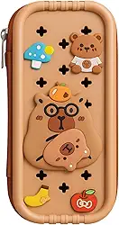 Estojo Escolar de Silicone com Apliques 3D, Capivara e Ursinhos, Antiderrapante e Resistente - Com Funçao Anti-Stress Para Aliviar a Ansiedade - MJ Brands