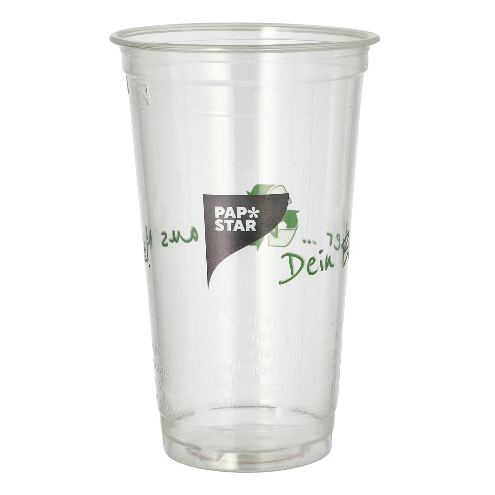 Papstar | 50 vasos para bebidas frías de plástico biodegradable (PLA) puro, capacidad 0,5 l, dimensiones Ø 9,5 cm x 15,1 cm, color transparente, vaso de maíz, 50 vasos x 1 paquete