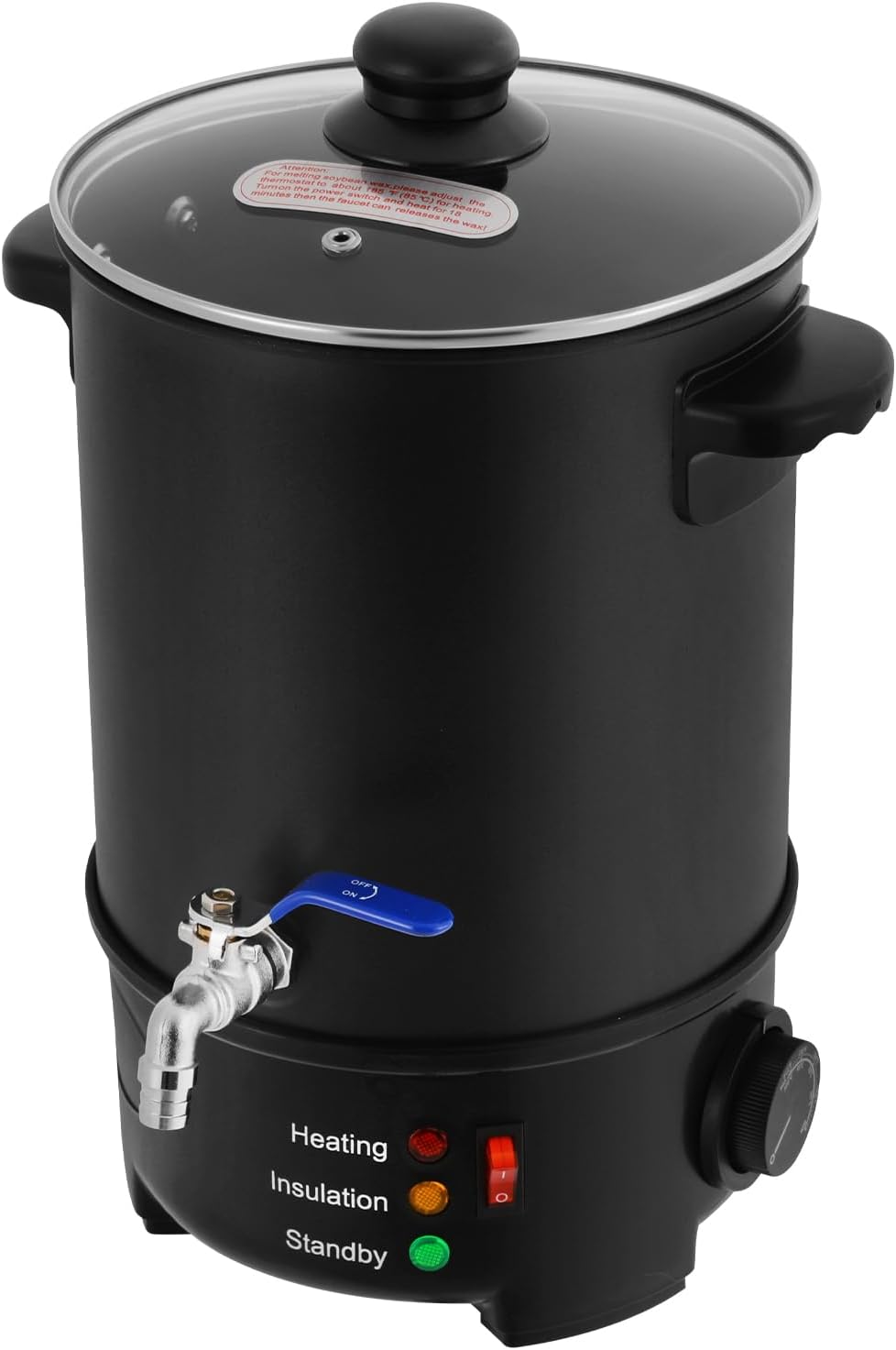 SJXHRFXY 6L Stainless Wax Melter 120V 1000W, 122-212°F Thermostat, 9.92lb Capacity, Spout + Spoon for Candle & Beauty Wax