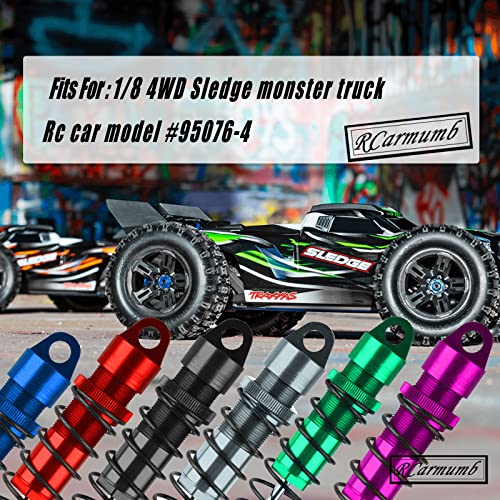 Rcarmumb Front Rear Rc Shock Upgrades Part For 1/8 Sledge 4Wd #95076-4, 4Pcs Full Aluminum Big Bore Rc Shocks Hops Up For Sledge Monster Truck,Red #TOP1