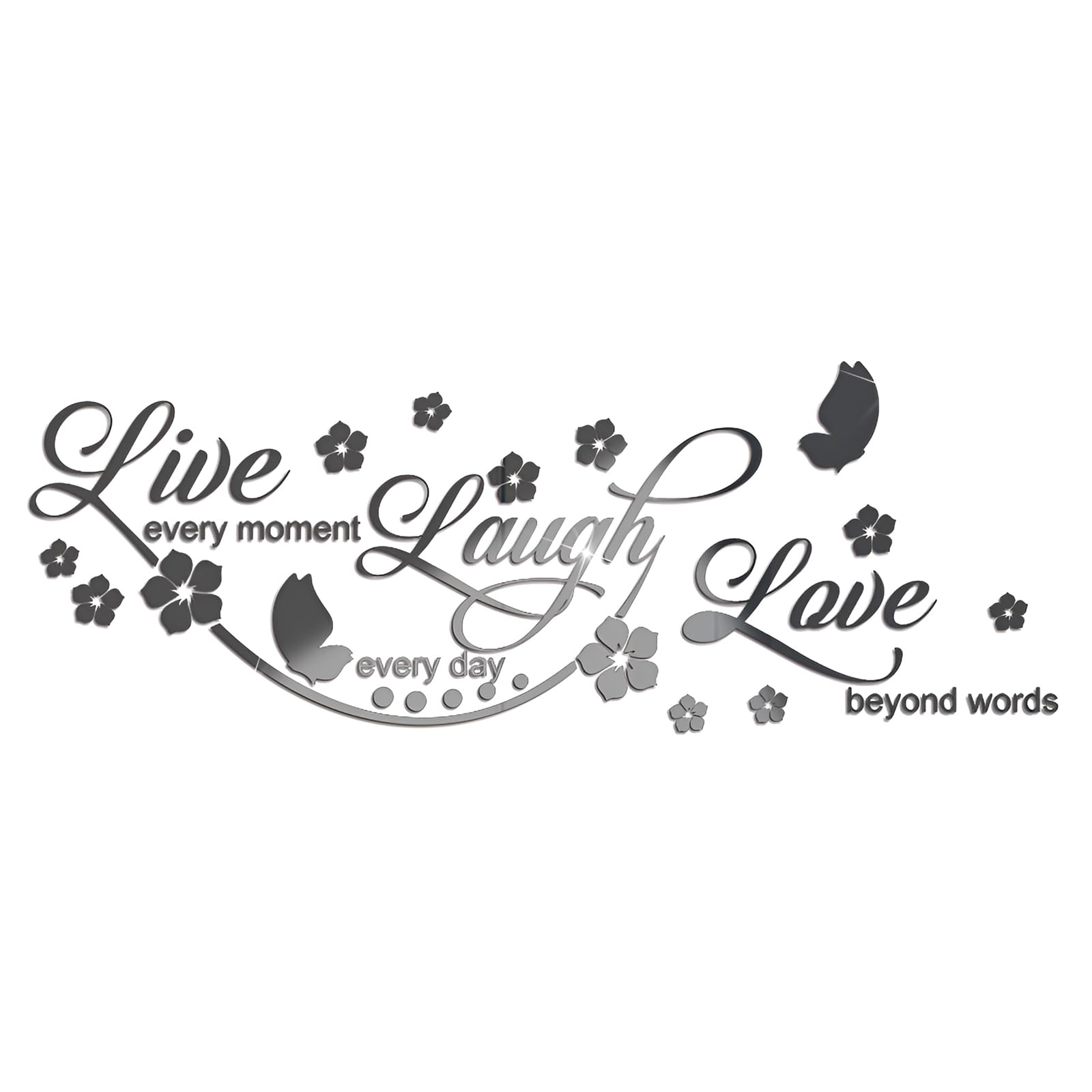 Sicheii Black Live Laugh Love Mirror Decal, Inspirational Wall Stencils Peel And Stick Quotes, Decorative Wall Stickers Decor Living Room, Motivational Sayings Words For Bedroom Home Wall Art,