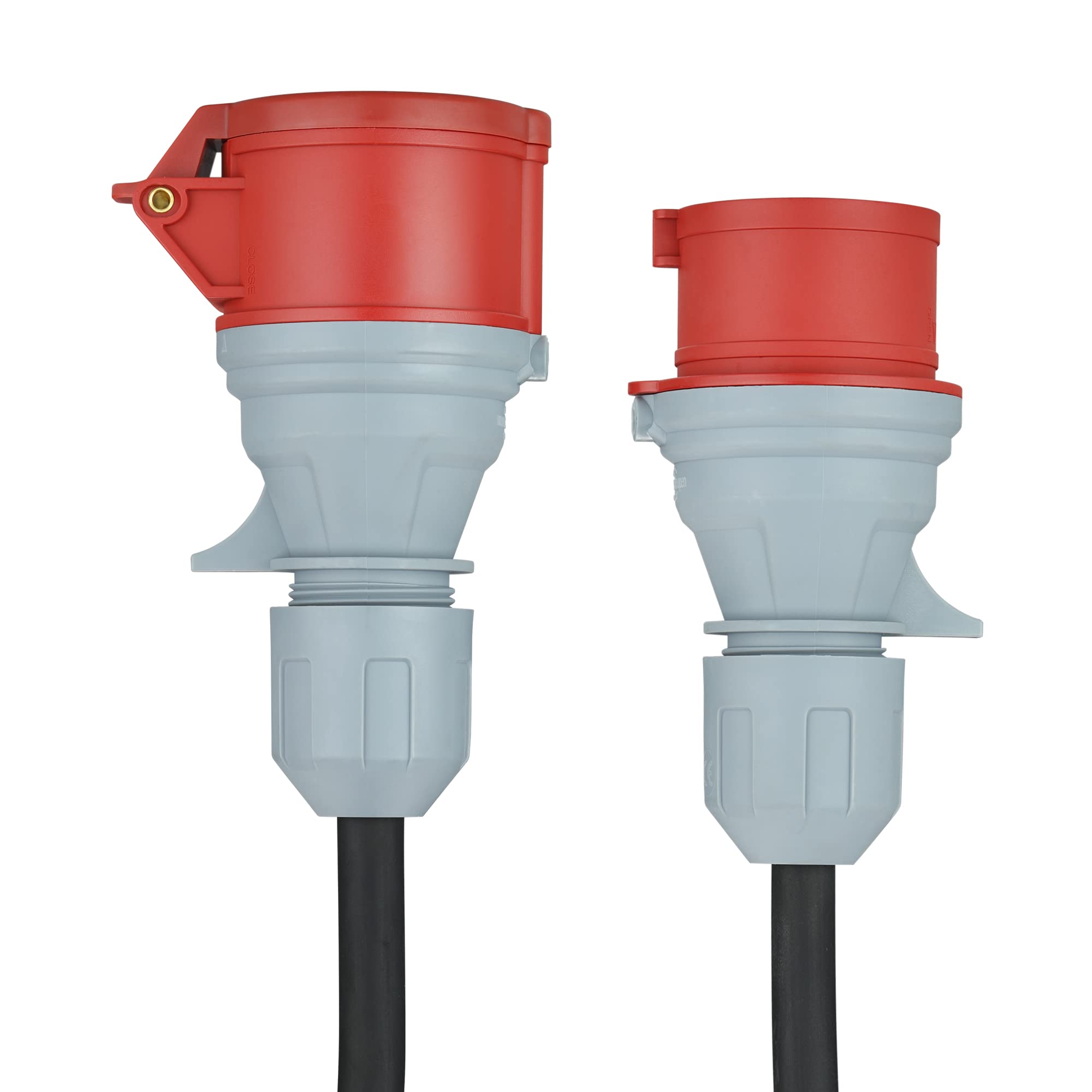 Cable alargador CEE de 5 m H07RN-F 5G 2,5 mm² 400 V 16 A, alargador CEE de 5 pines con conector de fase, IP44, para obras, industria, exteriores
