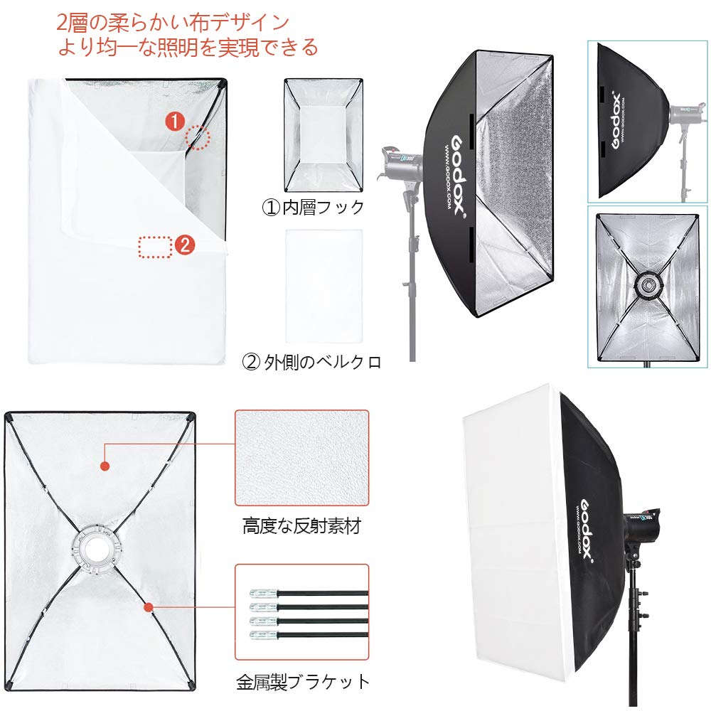 Amazon.co.jp: GODOX 80x120cm ソフトボックス ボーエンズマウント
