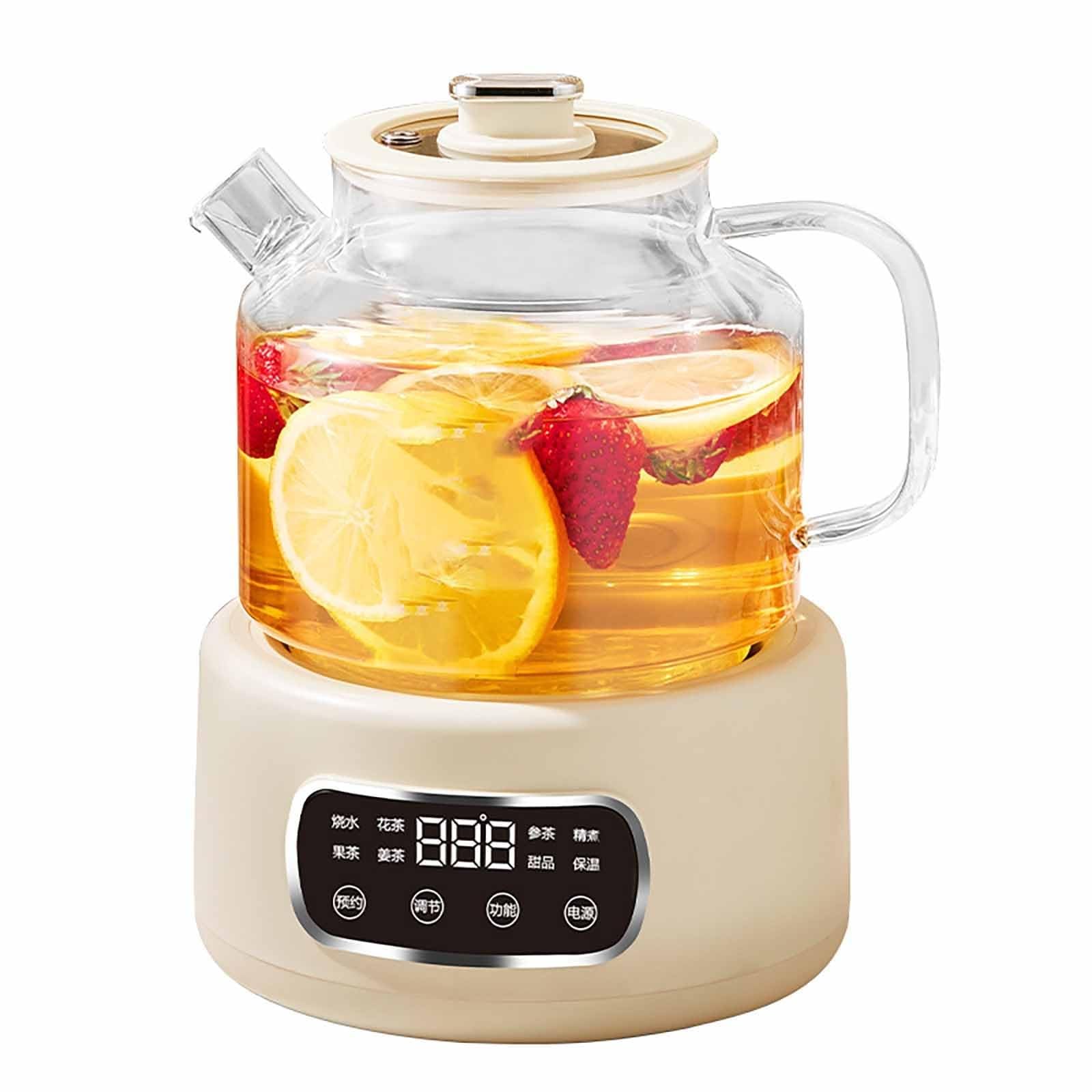 Hervidor eléctrico vidrio, tetera eléctrica multifuncional 1,2 L control temperatura microcomputadora, protección contra ebullición seco cuerpo vidrio borosilicato resistente calor.
