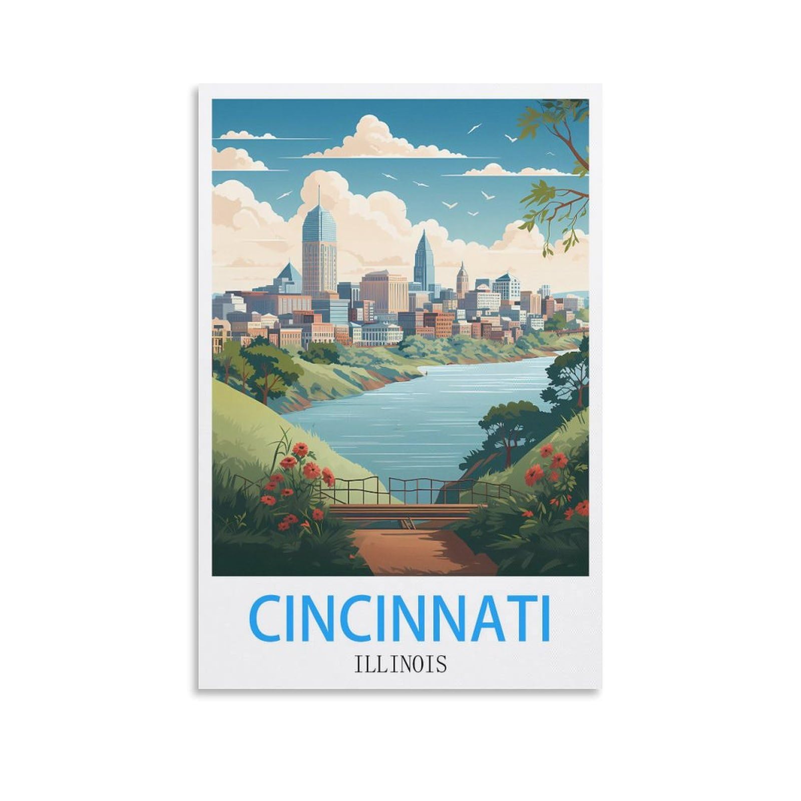 Vintage Metal Tin Sign Funny Retro,Cincinnati Illinoiss,Decoration for Home Wall Art Kitchen Bar Pub Room Farm Garage Vintage Retro Poster Plaque 30x40cm
