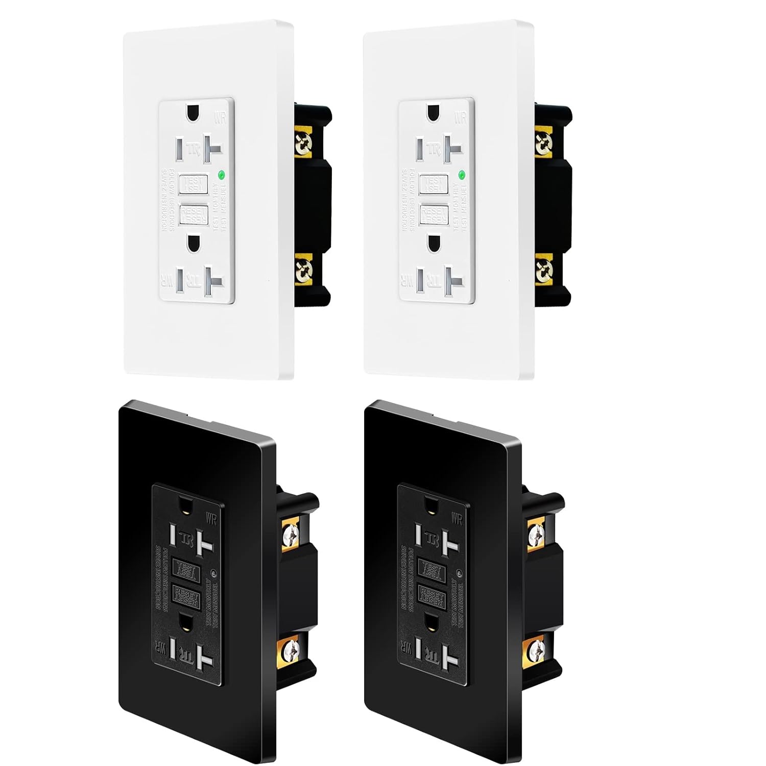 20 Amp GFCI Outlet Black 2 Pack +20 Amp GFCI Outlet White 2 Pack