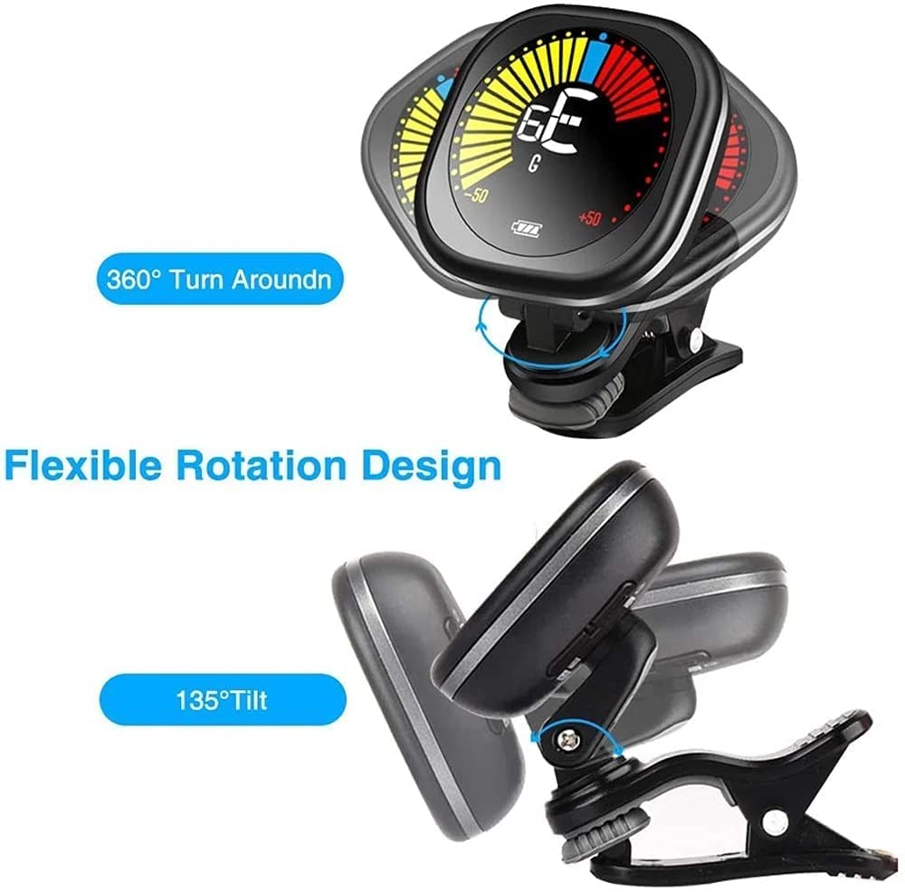 Akumulator Tuner gitarowy Clip On Tuner do strojenia chromatycznego gitara skrzypce Ukulele, akcesoria gitarowe