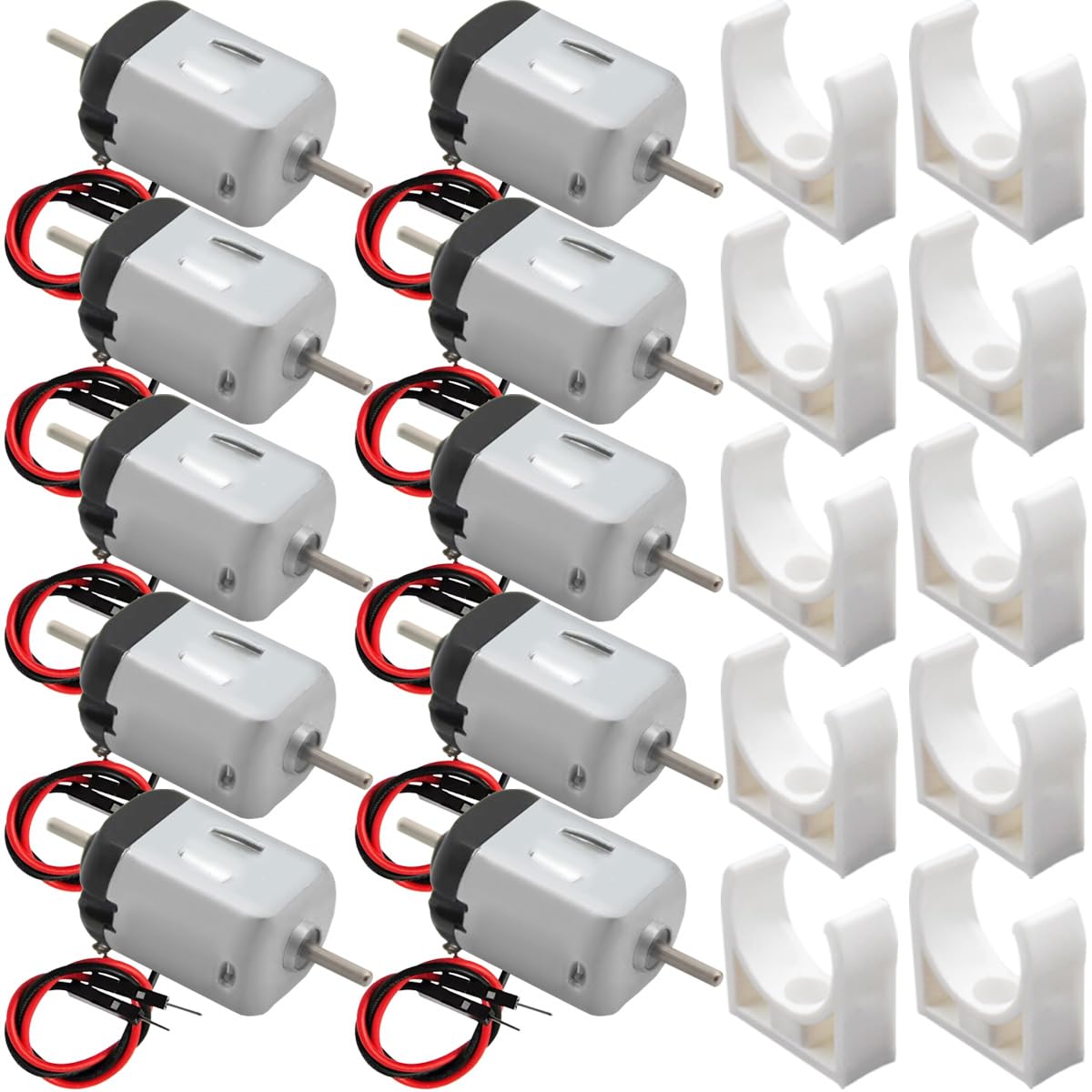 JYUDAUFU 10 Pcs 130 Dual Shaft Micro Motor DC 3V 11000 RPM Strong Magnetic Double Round Shaft Black Tail Shell Motor with Bracket, for RC Toy Car Boat/Robot/Mini Fan/DIY/Test/for Arduino — image 1
