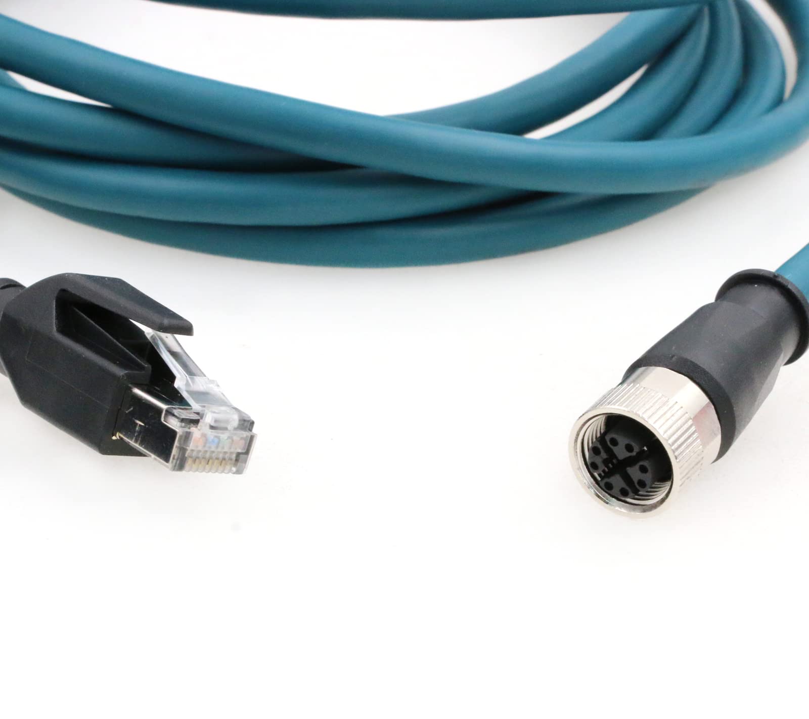 SZRMCC M12 X-Code 8 Pin Buchse auf RJ45 Ethernet Sensor Kabel Cat 7e Hochflexibel Wasserdicht Netzwerkkabel für Industriekamera Automatisierungs (5m)