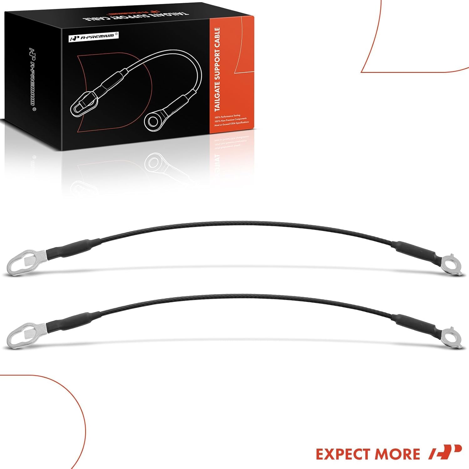 A-Premium Tailgate Support Cable Compatible with Ford F-150 F150 2003, F-150 Heritage 2004, F-250 F-350 F-450 F-550 Super Duty 2003-2012, 21-1/8 Inch, Rear Tailgate Driver and Passenger Side, 2-PC Set