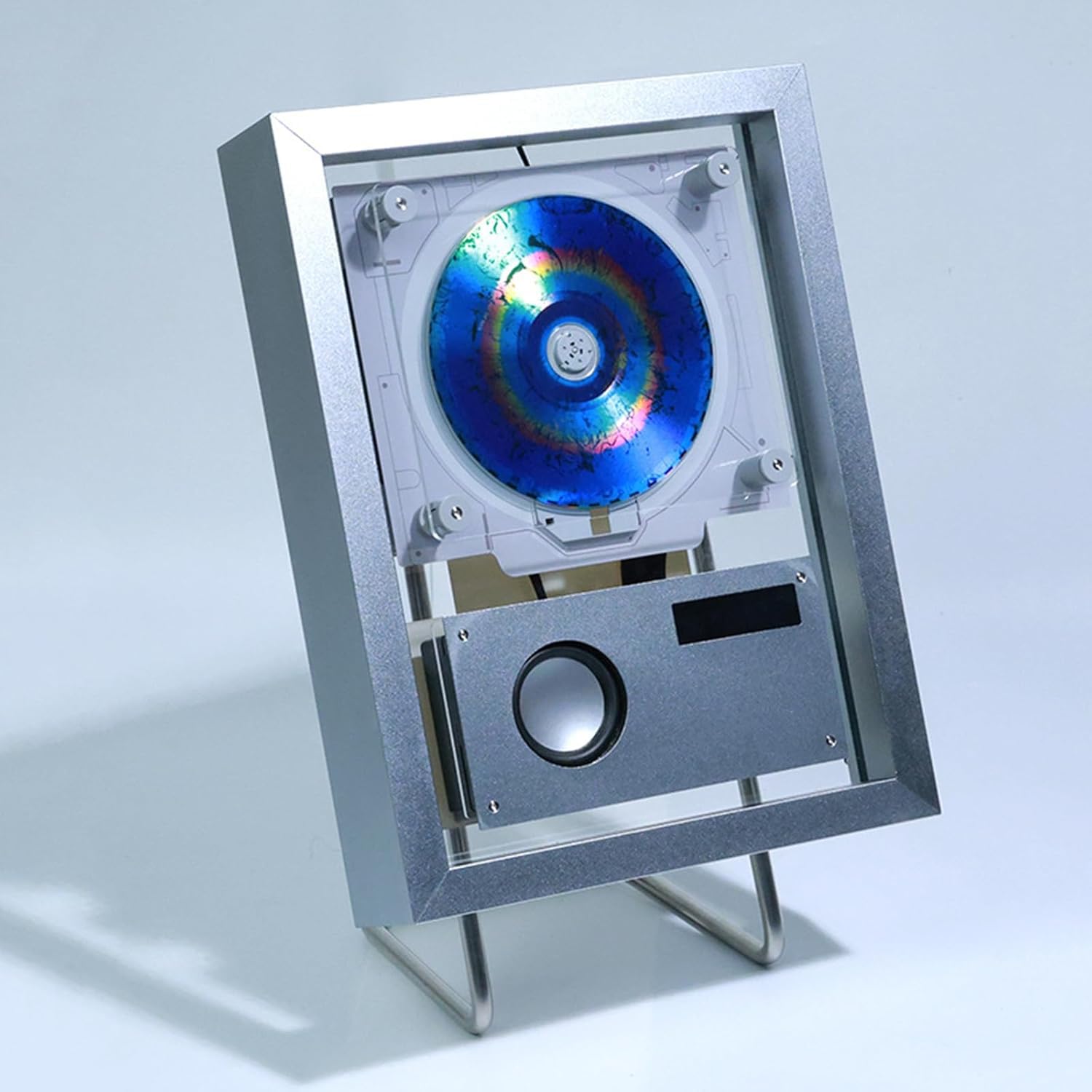 Montabile a parete Music Frame Lettore CD con telecomando, uscita Bluetooth/USB/AUX, altoparlanti integrati e luci LED per la decorazione domestica