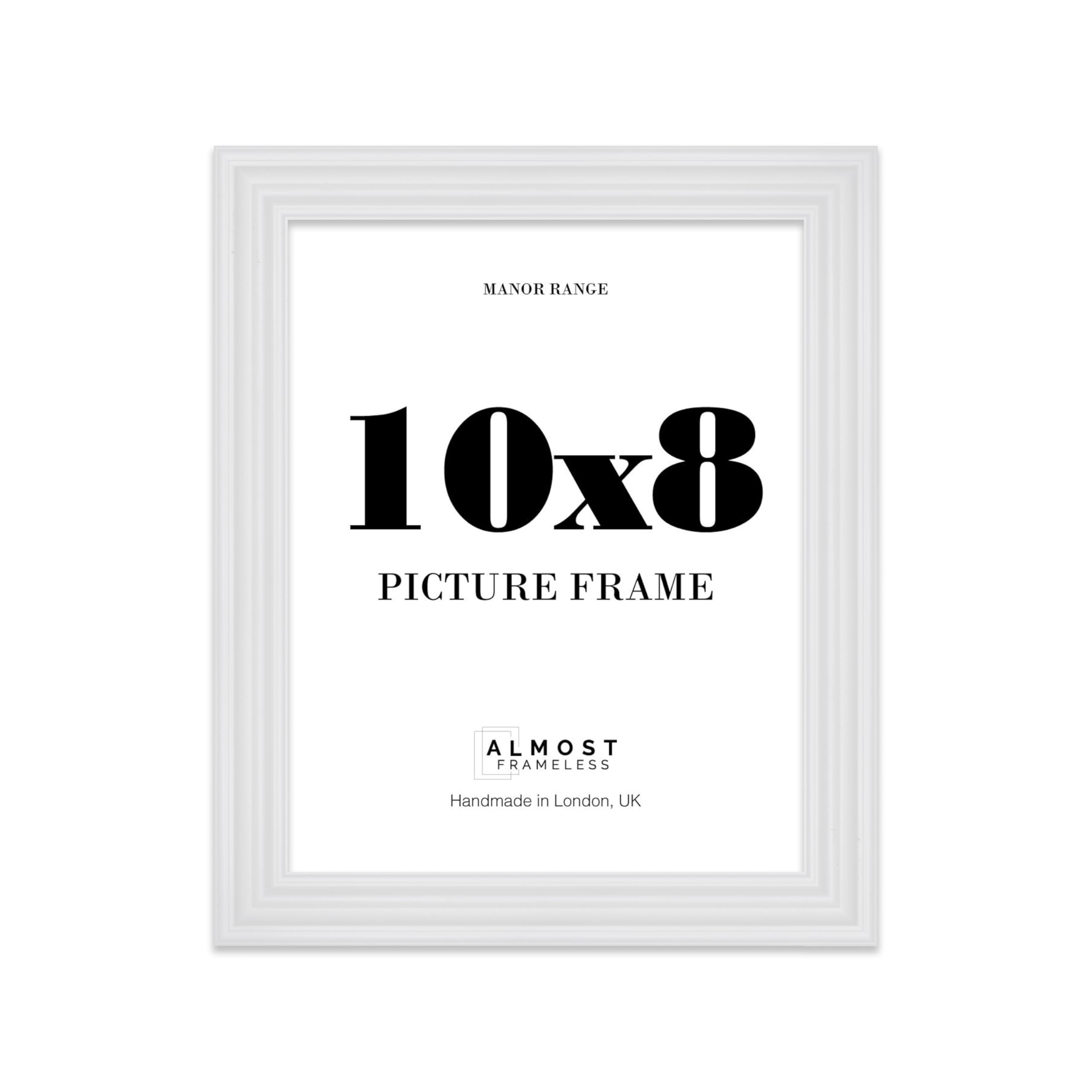 10x8 Picture Frame, Display 10x8 Pictures (20.3 x 25.4cm) - Ice White Vintage 42mm Edge Decorative Wall Display Frame - 1 Pack