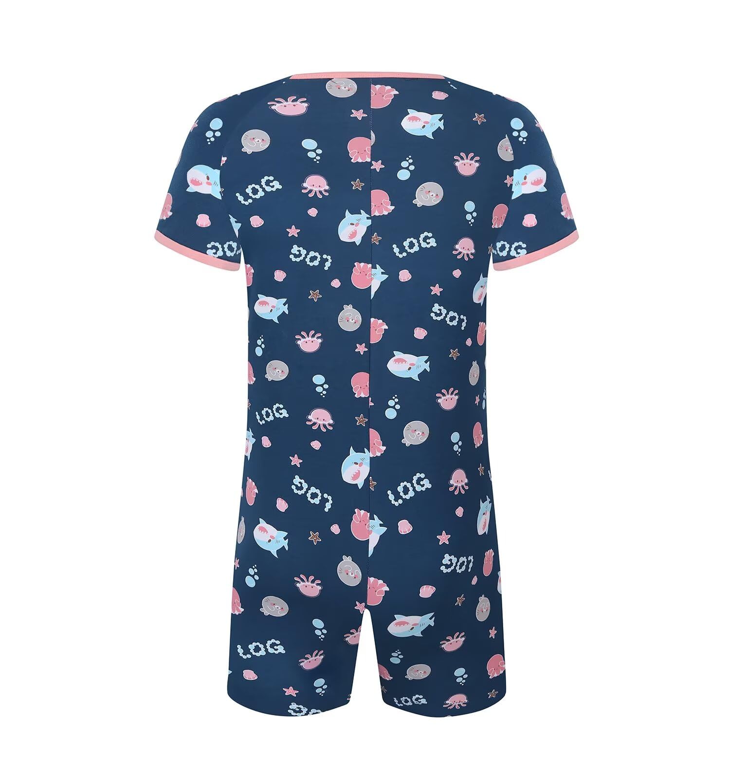 Landofgenie Body pour Adultes Homme - Pyjama Intégral à Manches Courtes avec Boutons d'Entrejambe, Coton Onesie