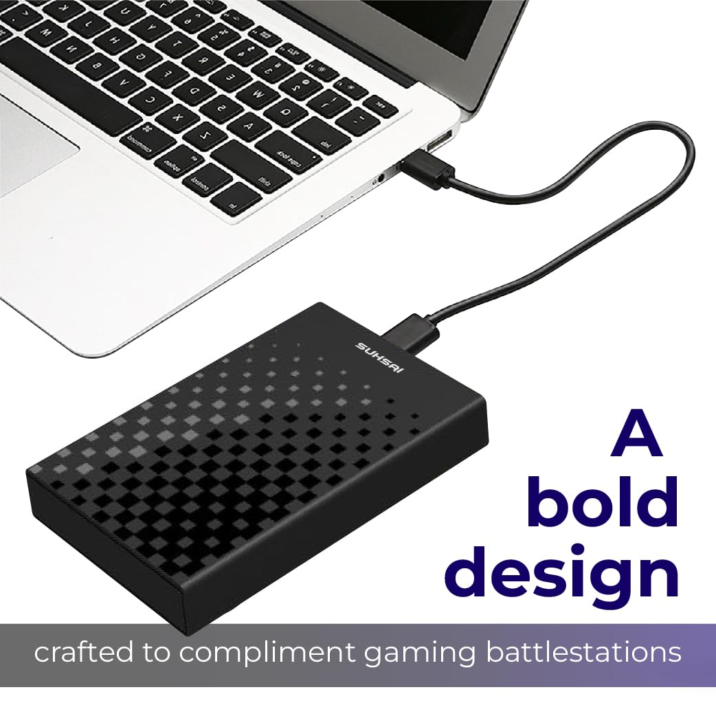 SUHSAI Disco rigido esterno 1 TB USB 3.0 Plug & Play per il gaming | Elevata velocità per laptop, PC, Mac, computer desktop e console di gioco. Design compatto e leggero per il backup dei dati.