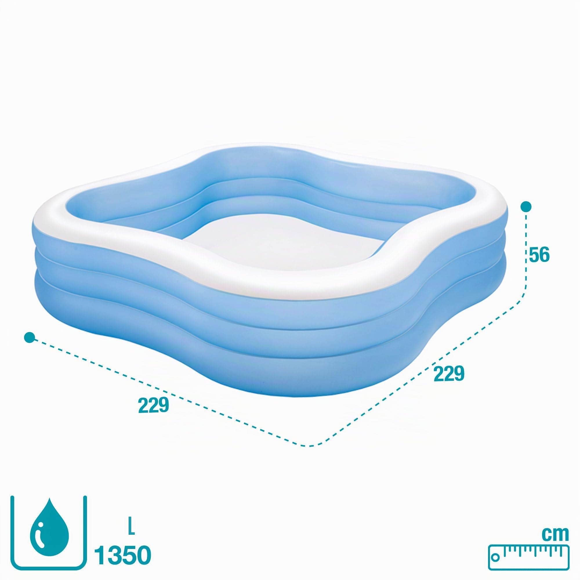 Intex - 57495FR - Jeu d'eau et de Plage - Piscine Carré - Hublot