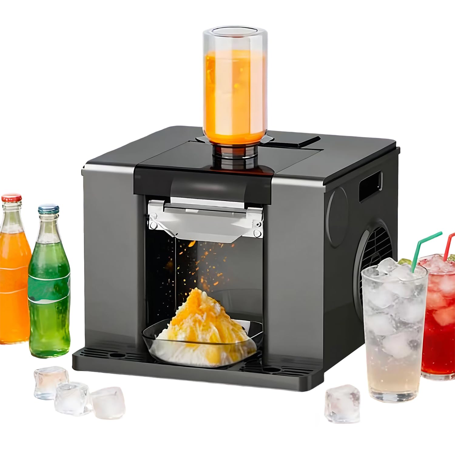 DECAKE Snowflake Ice Maker, Shaver Automatic Shaved, 60kg/Day, Self-Cleaning, High-Efficiency Air Cooling for Food Truck, Restaurant, Milktea Shops, Household, etc, Black