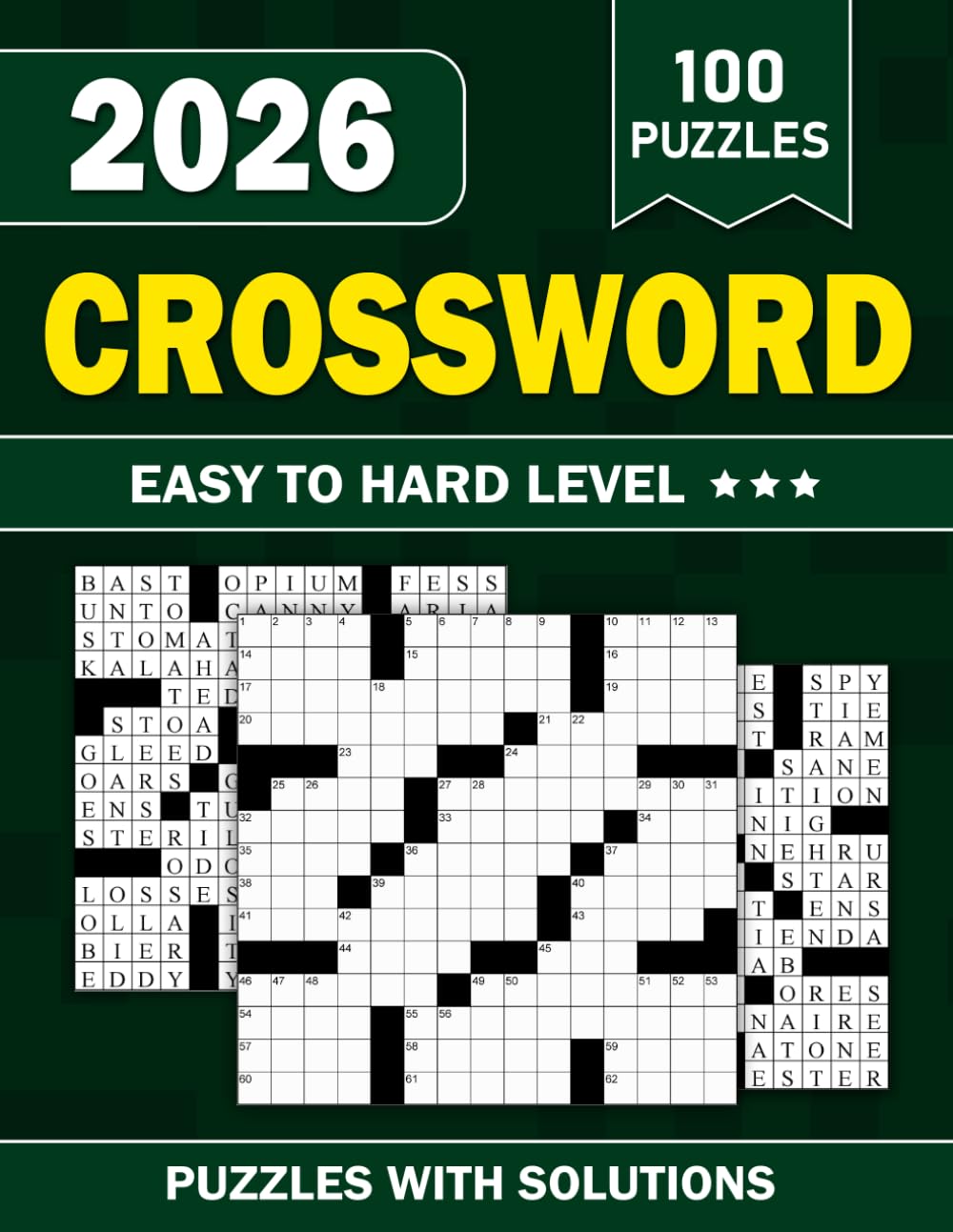 100 Crossword Puzzle Book For Adults and Seniors with Puzzles and Solutions: 100 Crosswords Progressing from Easy to Medium to Hard – Complete Answer Key Provided