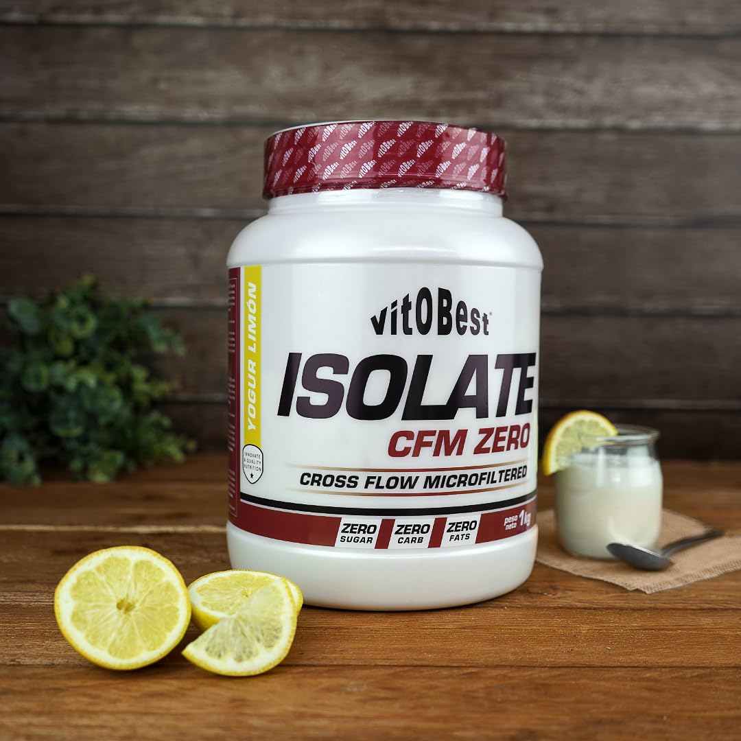 VITOBEST | Proteína Isolate CFM Zero | Ayuda a crear y conservar la masa muscular. Ideal para un aislado puro de proteína | Sabor Yogur Limón - 1 kg