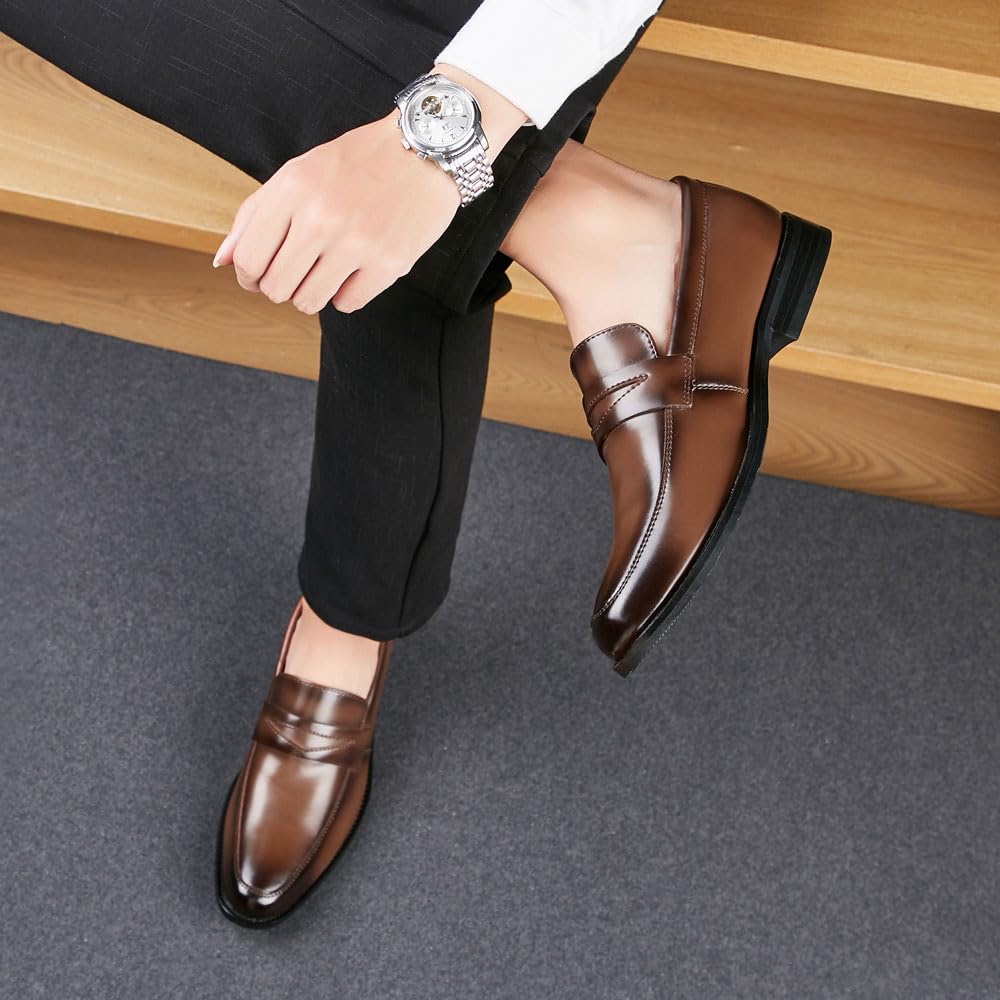 Mocasines de piel auténtica para hombre, zapatos de vestir casuales de negocios, zapatos de conducción para hombre