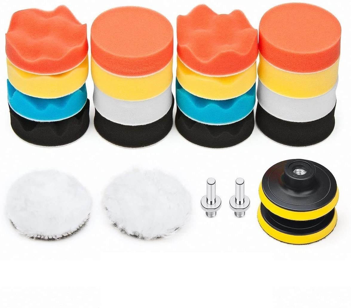 Pad Polissage Kit de tampons éponge de polissage de voiture Kit de tampon de tampon en mousse tampons de cire de Machine de polissage for véhicule à moteur de moto automatique élimine les rayures Kit
