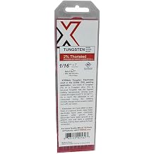 2% Thoriated Tungsten Electrode, 1/8, Red, 7 in L, 10PK