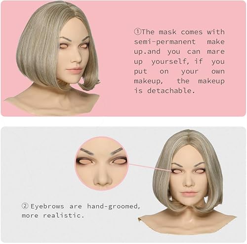 Miniatura 5 de Minaky Máscara de cabeza de silicona hecha a mano America Girl para Crossdresser Transgénero Disfraces Drag Queen