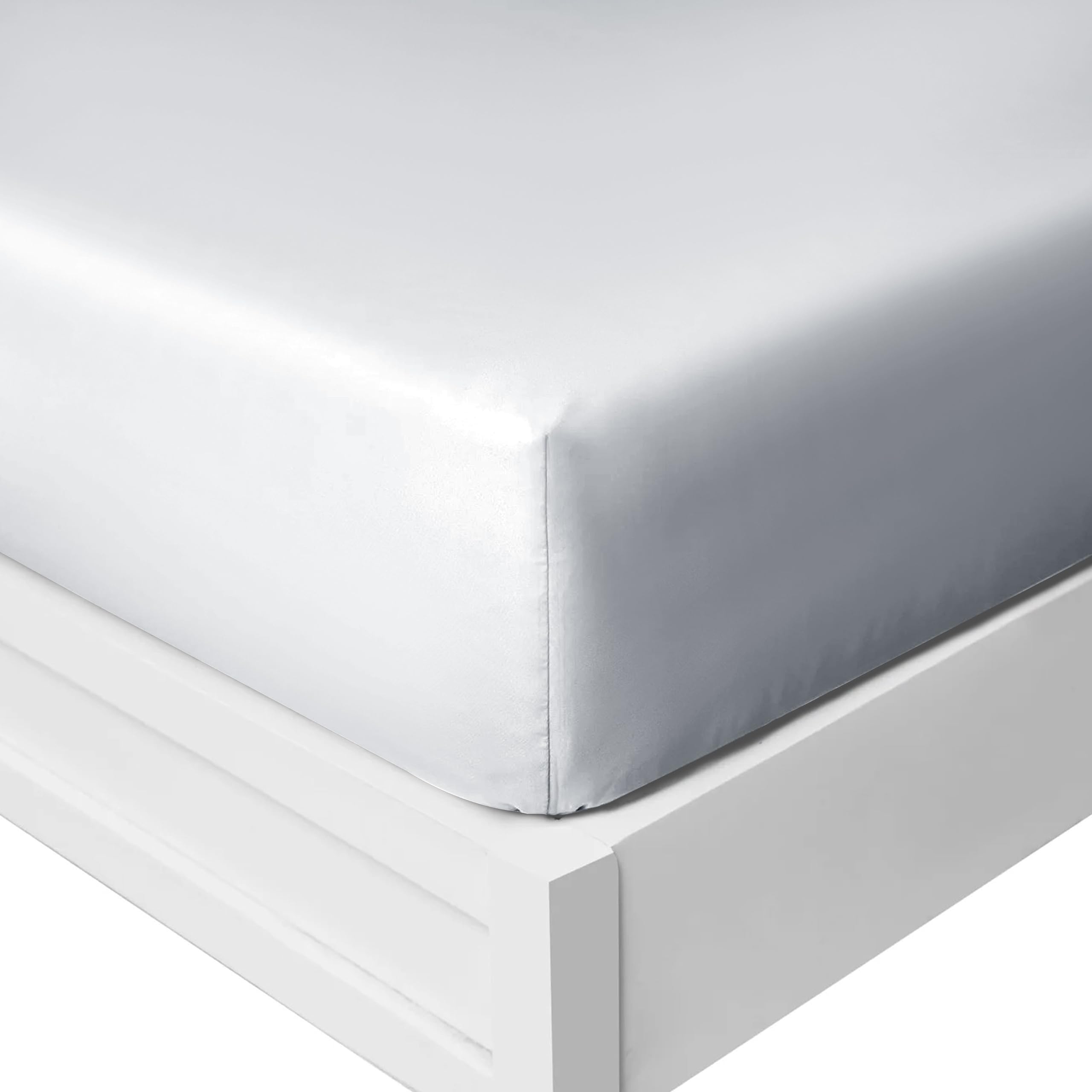 Yorkshire Bedding King Size Fitted Sheets 25 Cm Deep Silver Bed Sheet with Elastic Corners Soft Brushed Microfiber Fabric Breathable Shrinkage & Fade-Resistant Bedsheets