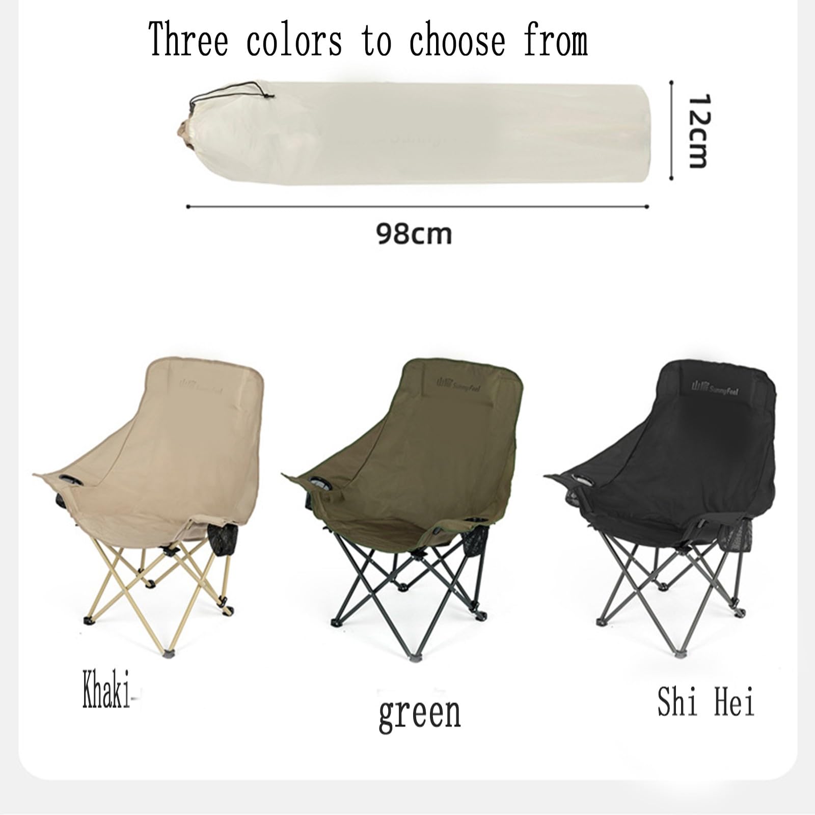 Chaise de Camping Pliable Surdimensionnée Portable avec Porte Gobelets et Accoudoirs Cadre Stable pour Extérieur Intérieur Camping Pêche Couleur Noir Gris B