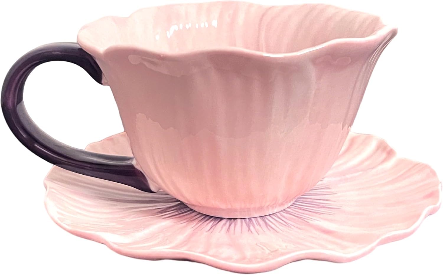 Amazon.com | Tea Cups and Saucers 10 oz Ceramic Flower Shaped Tea
