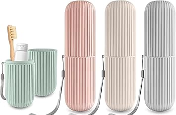 Roktry Capsule Shape Travel Toothbrush Toothpaste Case Holder Portable Toothbrush Storage Plastic Toothbrush Holder (Multi-Color, Pack of 4)