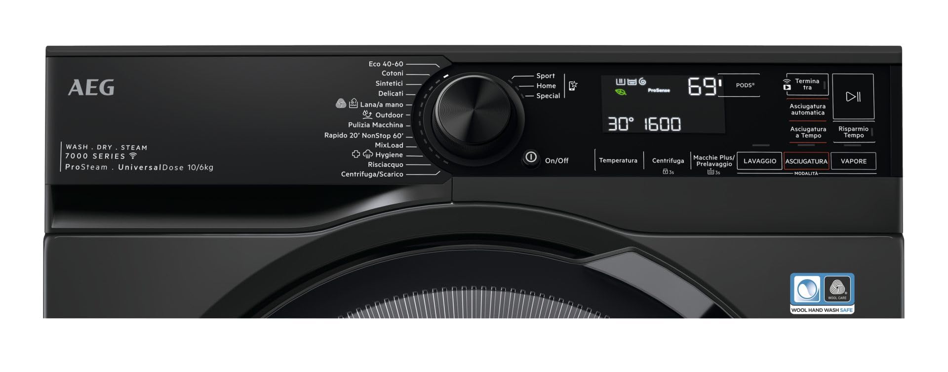 AEG LWR7BLACK lavasciuga Libera installazione Caricamento frontale Nero D