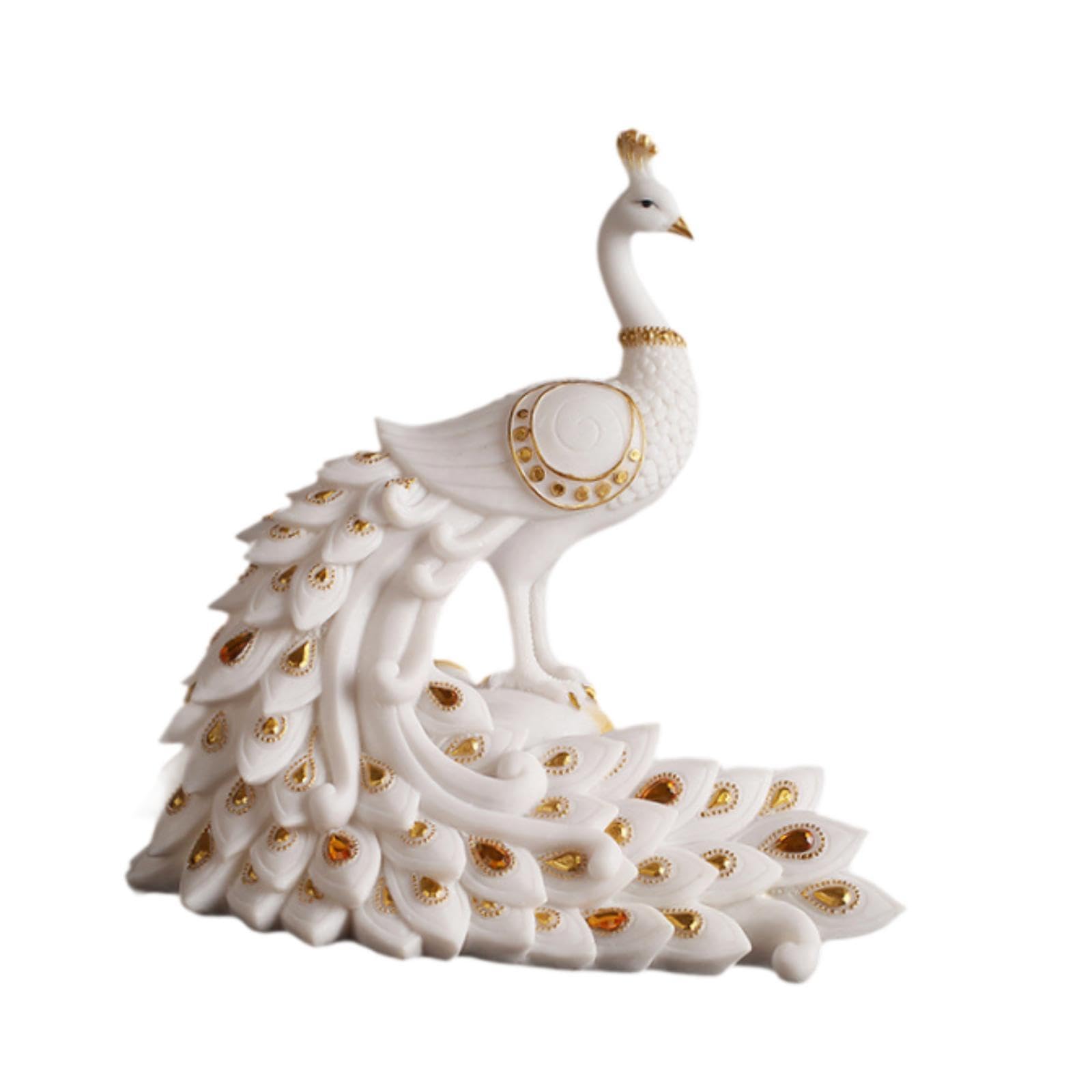 Figurine de Paon En Résine pour Décoration de Bureau et Intérieur, 24cmx13cmx24cm