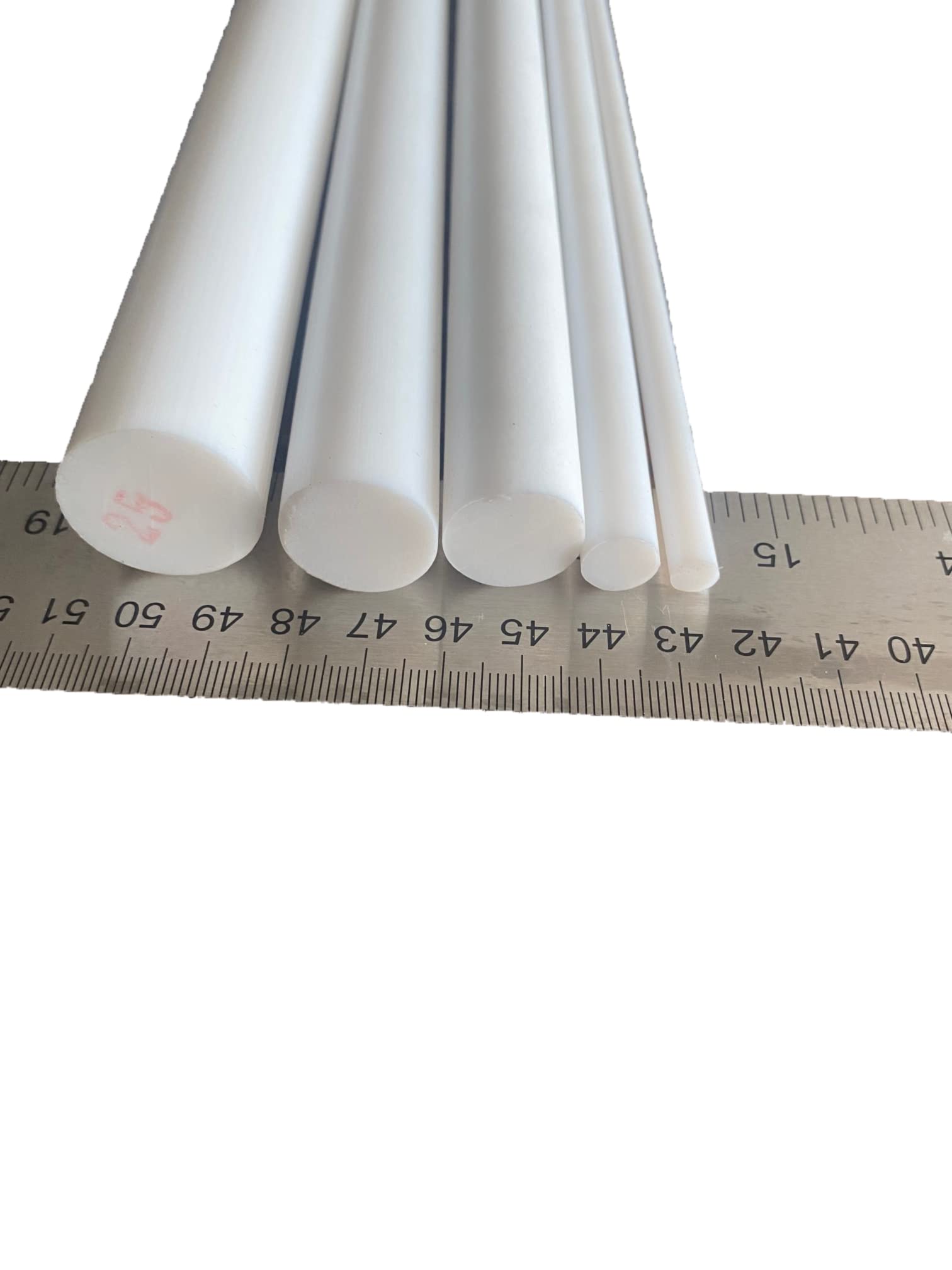 Tige ronde en PTFE - Téflon naturel, résistant aux produits chimiques, de qualité alimentaire et à faible friction - Durable et polyvalent - Jusqu'à 260 °C (diamètre 30 mm, 1000 mm (1 mètre)