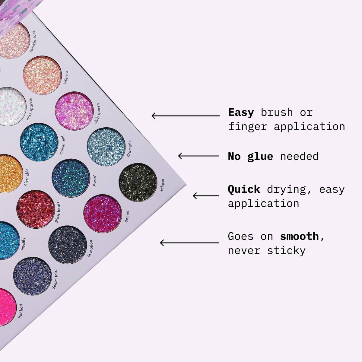 KARA BEAUTY ELECTRIC DISCO - Palette di ombretti glitterati pressati in 30 colori, per viso, corpo e occhi, senza bisogno di colla, glitter grossi e fini, per rave, trucco festival, vibrazioni da