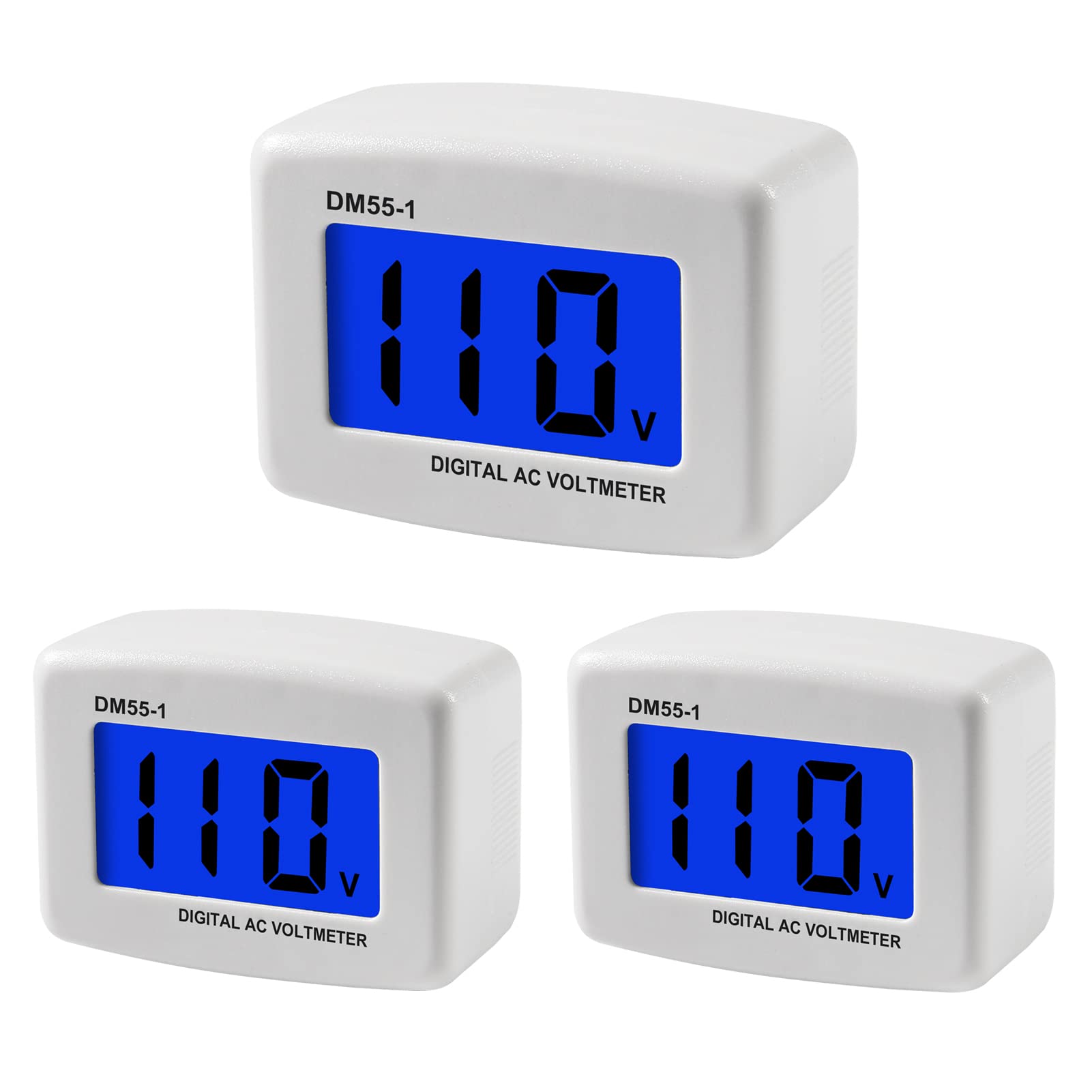 3Pcs Voltage Test Monitor,Flat US Plug AC 80-300V LCD Digital Voltmeter Voltage Measuring Monitor,110V 220V Voltage Panel Power Volt Test Meter for Household Plug into Outlet to Measure Voltage