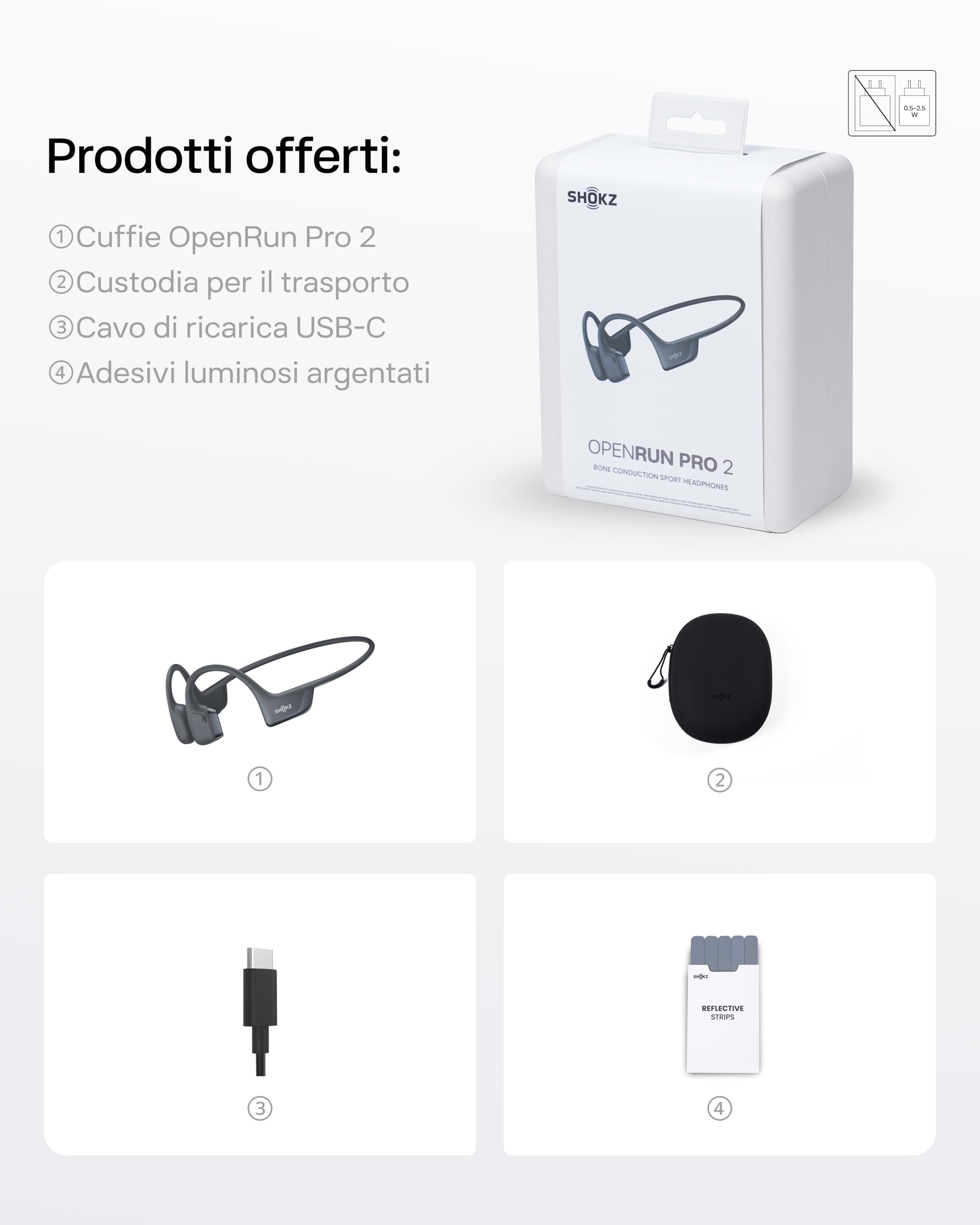 SHOKZ Cuffie Sportive OpenRun Pro 2 a Conduzione Ossea, Wireless Bluetooth 5.3, Microfoni con Cancellazione Rumore, Impermeabili IP55, 12 Ore Riproduzione, Ricarica Rapida USB-C, Nero