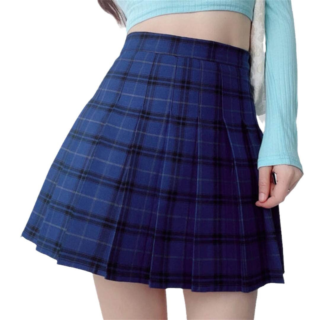 Harajuku letnia plisowana spódnica z wysokim stanem spódnica w kratę preppy mini spódniczka