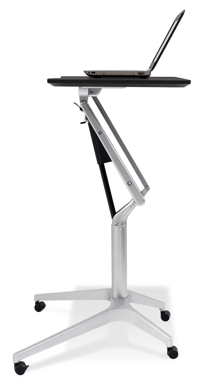 Unique Furniture Workpad Height Adjustable Laptop Cart Mobile Desk, with Black Top