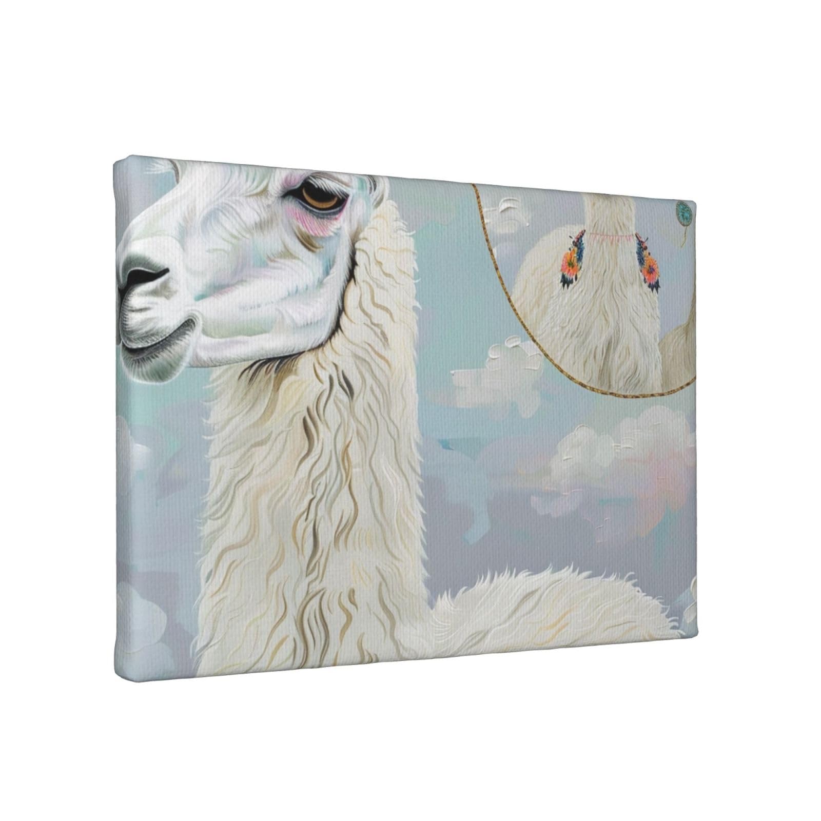 YKLJG Llama Printed Wall Art Canvas Painting 30x20 CM Wooden Framed Picture Painting Artwork Prints for Bedroom Kitchen Home Office Decor