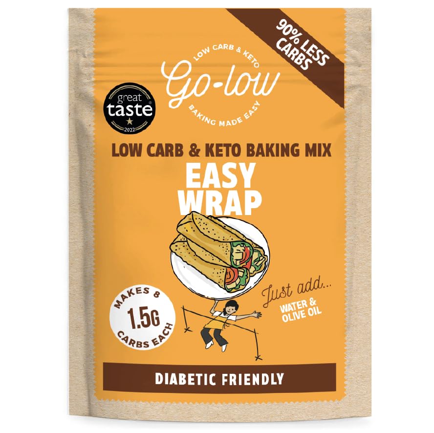 GO LOW Easy Wrap Mix - low carb & Keto - 1.5g carbs per wrap | High fibre | Protein | Diabetic friendly | Gluten free | Paleo | Vegan friendly