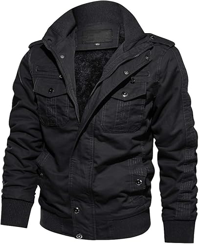 Miniatura 2 de CRYSULLY - Chaqueta de invierno de forro polar para hombre, estilo informal, con varios bolsillos, abrigo de campo