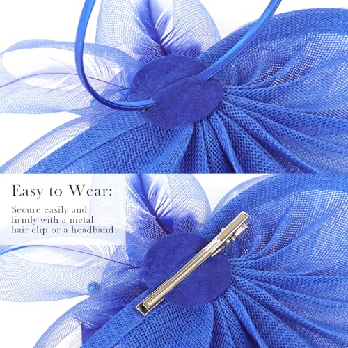 Image of DRESHOW Women Fascinator Hats Tea Party Hat Vintage Pillbox Hat Headband for Cocktail