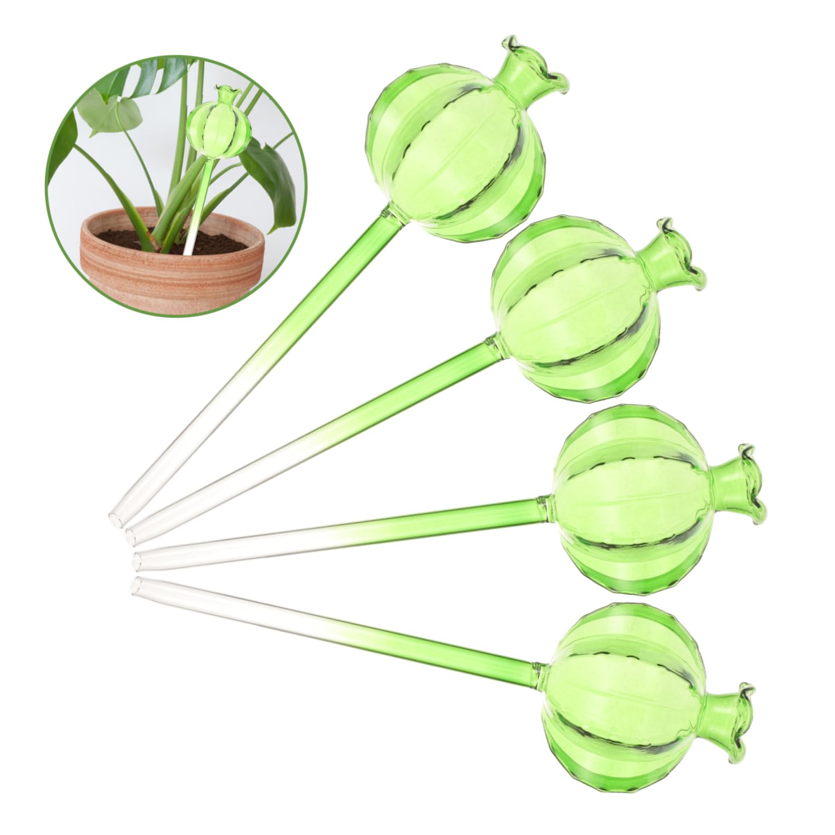 Kisangel 3 Ensembles Pot De Fleurs À Arrosage Automatique Pointes D'arrosage Bulbe D'arrosage Globes D'arrosage en Verre pour Plantes Globes d'eau Light Green Un Verre 4 Pièces * 3