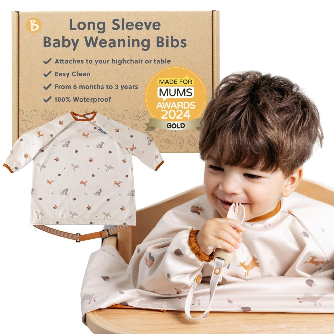 BIBaDO Langärmeliges Baby-Lätzchen für Babys und Kleinkinder von 6–36 Monaten, LED-Entwöhnungs-Lätzchen, leicht abwischbar, weich und wasserdicht