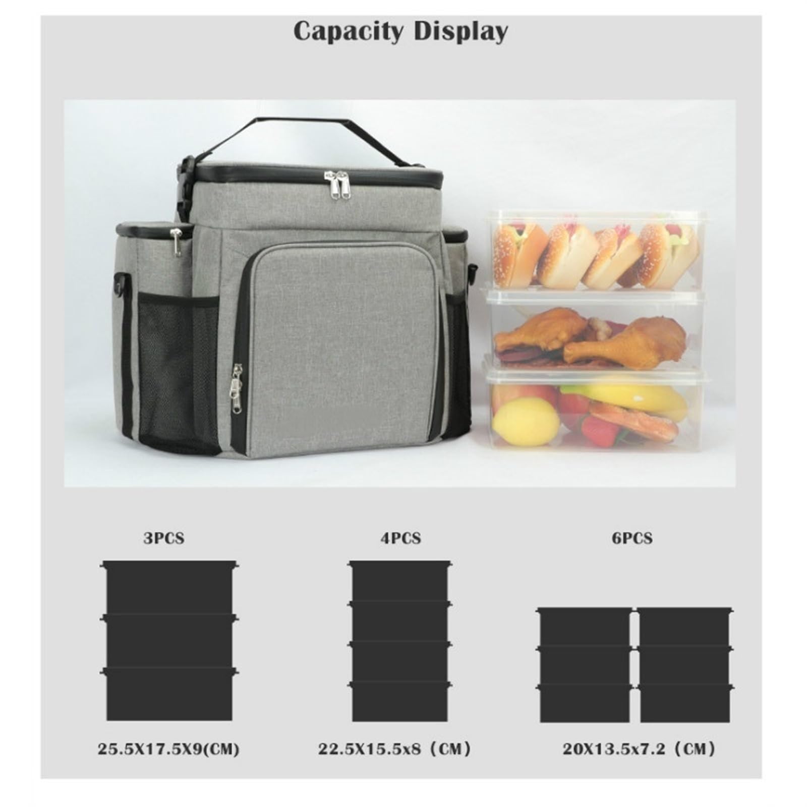 Bolsa Isotérmica Bolsa de Almuerzo Fitness Adulto Hombres/Mujeres Bolsa aislada Hombro portátil Hombro Picnic Bolsa de Fruta térmica for el Trabajo (Color : Gray)