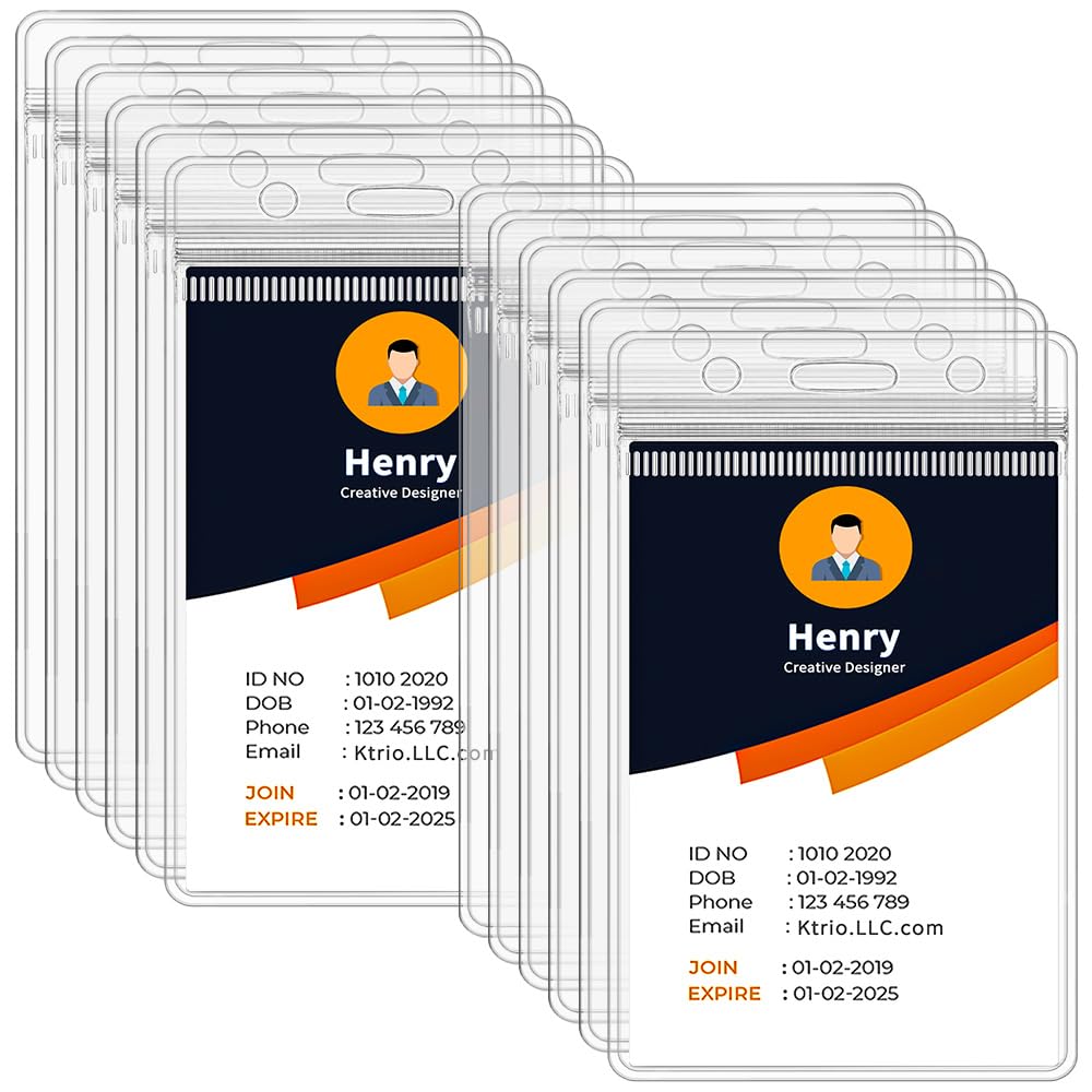200 Pack Badge Holders - Clear Plastic ID Card Holders, Resealable Zip, 2.5" X 3.8" Vertical, Waterproof
