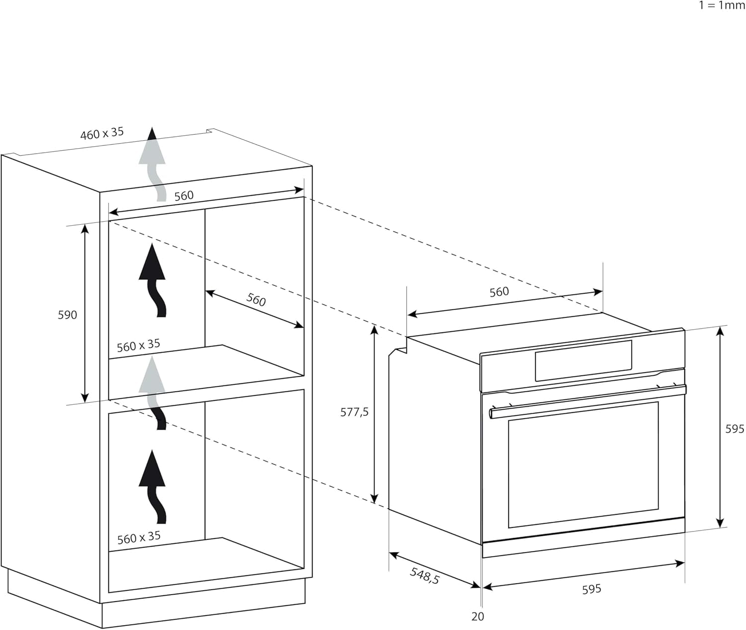 Candy Idea Forno Elettrico da Incasso Ventilato, 70 Litri, Classe A+, Sistema di Pulizia Idrolitica Aquactiva, Controllo tramite App hOn, 59,5 x 59,5 x 58,8 cm, Nero - FIDC N615