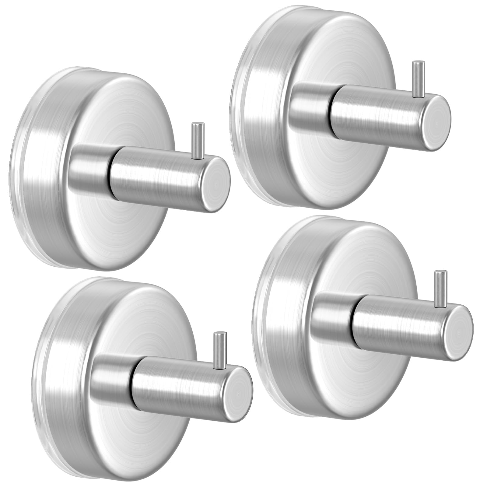 HUFEEOH Silver 4-Pack Suction Cup Wall Hooks for Bathroom Towels