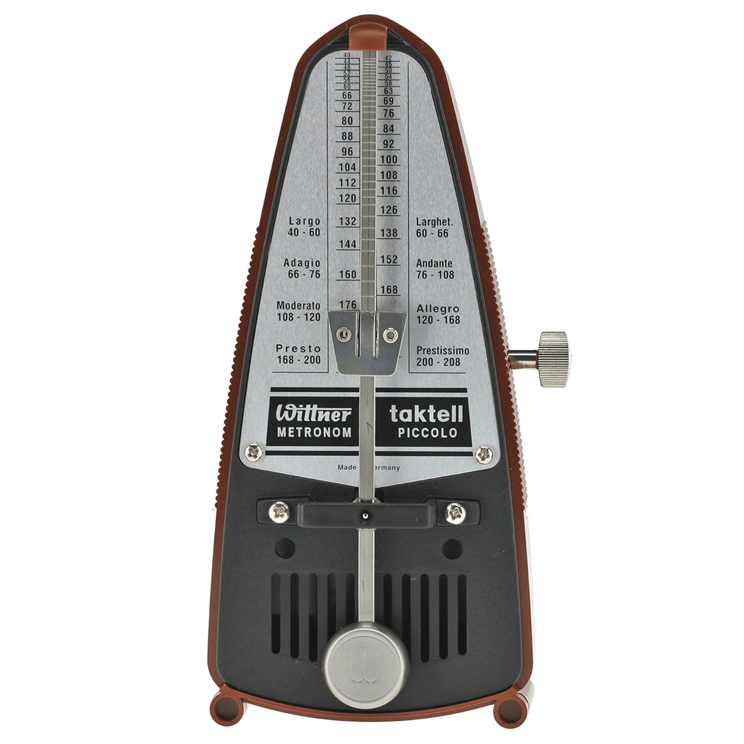 Wittner mechanisches Metronom 831 Taktell Piccolo Mahagoni-Braun mit keepdrum Mikrofasertuch