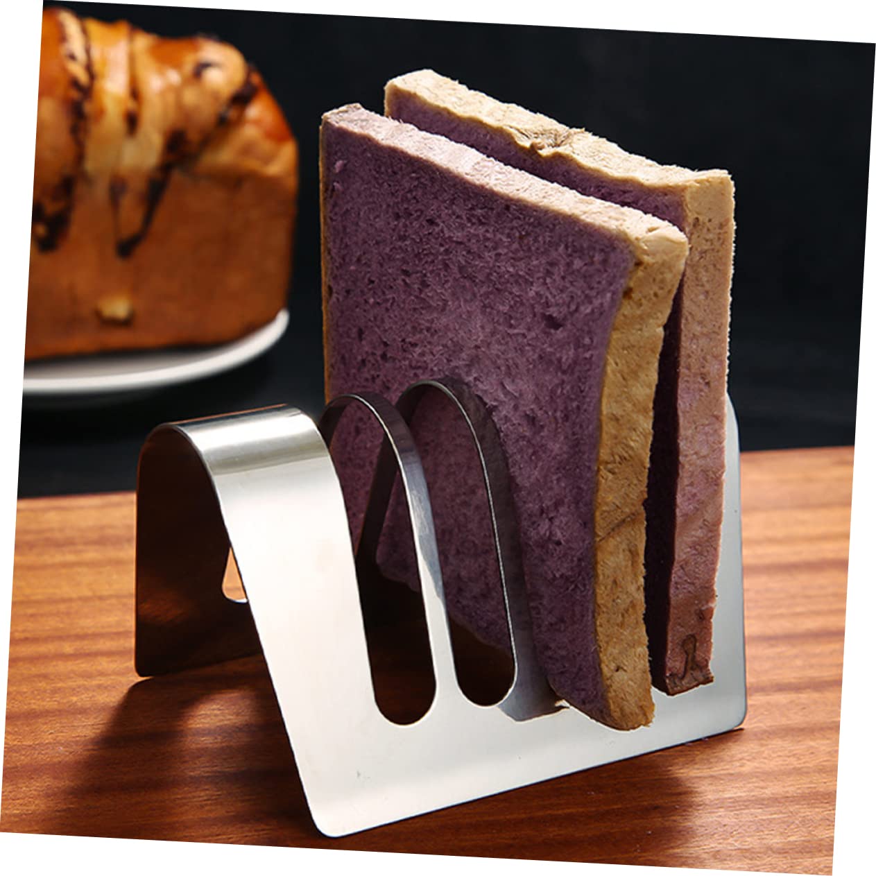 HOLIDYOYO Homemade Bread Storage Toast Rack Bread Holder Stainless Steel Toast Holder Desktop Toast Rack Daily Use Bread Rack Kitchen Supply